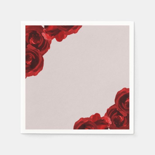Serviette En Papier Taupe Bleu Rouge Aquarelle Rose Mariage moderne (Devant)