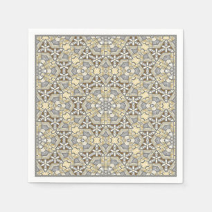 Serviette En Papier Taupe Brown Gris Beige Mosaïque Kaleidoscope Moti