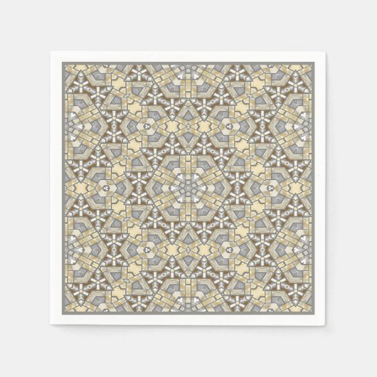 Serviette En Papier Taupe Brown Gris Beige Mosaïque Kaleidoscope Motif (Devant)
