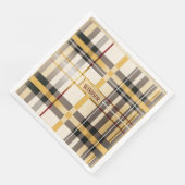 Serviette En Papier Taupe chic et tendance et Gold Plaid (Coin)