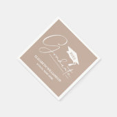 Serviette En Papier Taupe de fin d'études de script blanc (Coin)