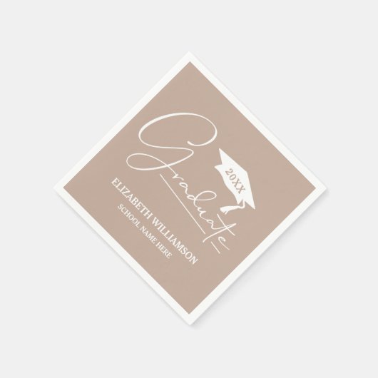 Serviette En Papier Taupe de fin d'études de script blanc (Coin)