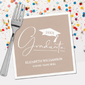 Serviette En Papier Taupe de fin d'études de script blanc