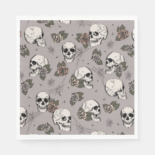 Serviette En Papier Taupe Gray Gothic Skuls et Halloween Rose