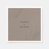 Serviette En Papier Taupe Moderne Élégant Monogramme Mariage (Devant)