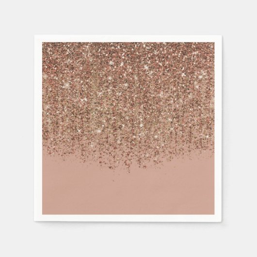 Serviette En Papier Taupe Pink & Bronze Gold Parties scintillant Glam  (Devant)