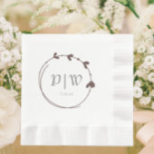 Serviette En Papier Taupe simple Mariage de couronne cardiaque