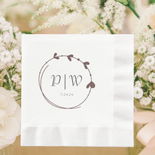 Serviette En Papier Taupe simple Mariage de couronne cardiaque