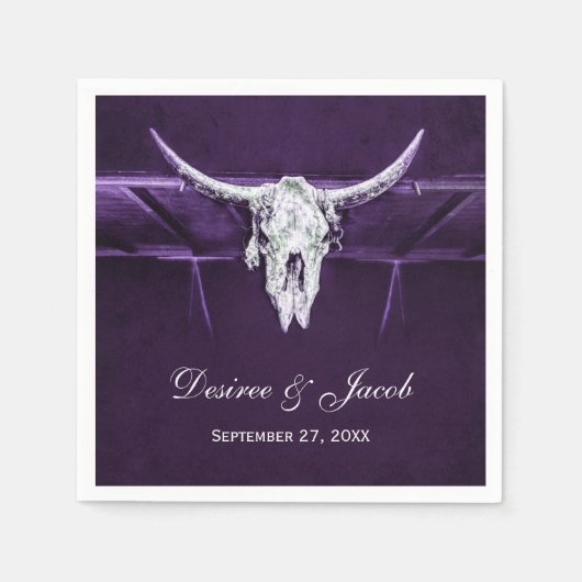 Serviette En Papier Taureau occidental Crâne pourpre foncé blanc rusti (Devant)