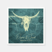 Serviette En Papier Taureau Turquoise foncé rustique de l'Ouest (Devant)