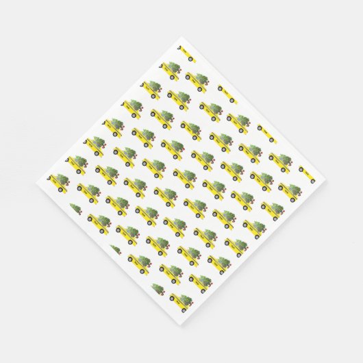 Serviette En Papier Taxi Jaune Cabine de Noël Arbre Fête NYC (Coin)