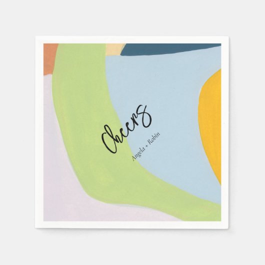 Serviette En Papier Tcheers bloc de couleur abstrait texte d'art (Devant)