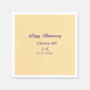 Serviette En Papier Tchin 40 joyeux anniversaire violet orange pastel 