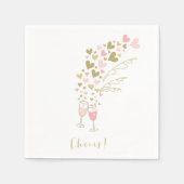 Serviette En Papier Tchin-Tchin Champagne Rose Fiançailles Mariage (Devant)