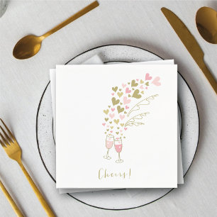 Serviette En Papier Tchin-Tchin Champagne Rose Fiançailles Mariage