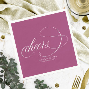 Serviette En Papier Tchin-Tchin - Simple mariage élégant au cassis ros
