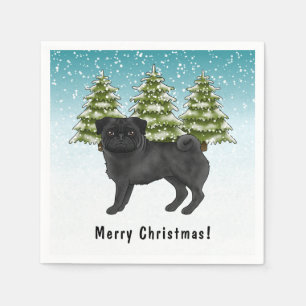 Serviette En Papier Tchiot Carlin Mignon Chien de Dessin Animé Forêt H