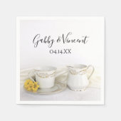 Serviette En Papier Tea Cup avec Mariage de marguerites jaunes (Devant)