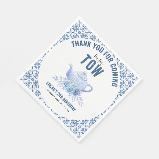 Serviette En Papier Tea for Two – Floral 2nd Birthday Party (Coin)