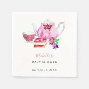 Serviette En Papier Tea Party baby shower Dusty Rose Teapot