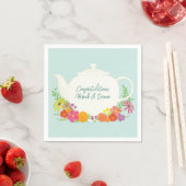 Serviette En Papier Tea Party Baby shower Teapot Spring Floral (En situation)