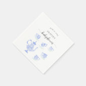 Serviette En Papier Tea Party Blue China White Lace Boy Baby shower (Coin)
