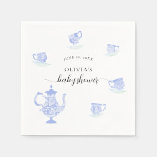 Serviette En Papier Tea Party Blue Chine dentelle classique Baby showe