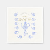 Serviette En Papier Tea Party Chinoiserie Blue Boho Lace Fête des mari (Devant)