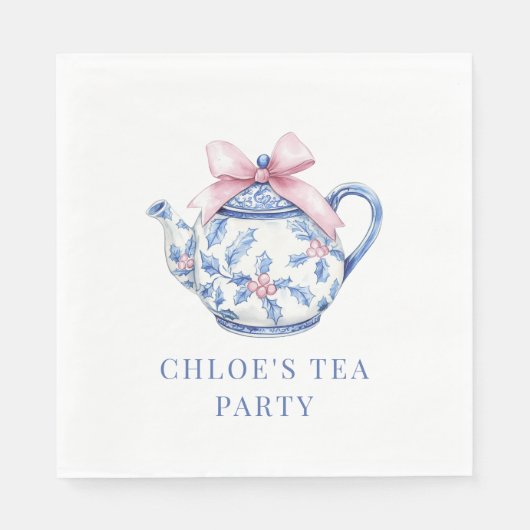 Serviette En Papier Tea Party rose et bleu (Devant)