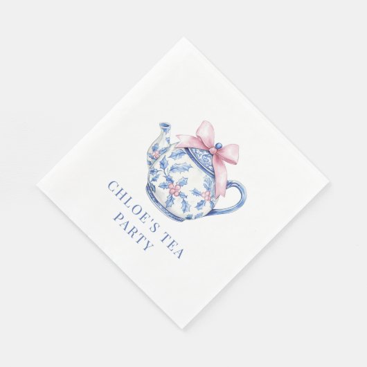 Serviette En Papier Tea Party rose et bleu (Coin)