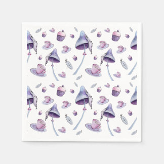 Serviette En Papier Tea party rose et bleu aquarelle