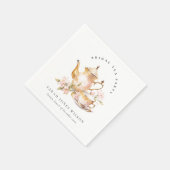 Serviette En Papier Tea Set à Fête des mariées Rose Gold Floral (Coin)