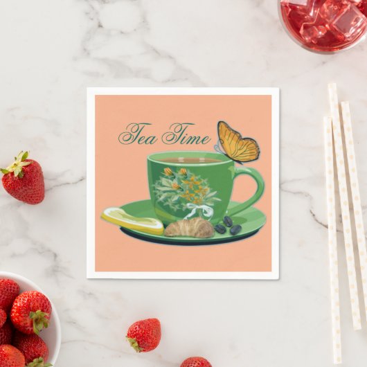 Serviette En Papier Tea Time Cup & Saucer serviettes (En situation)
