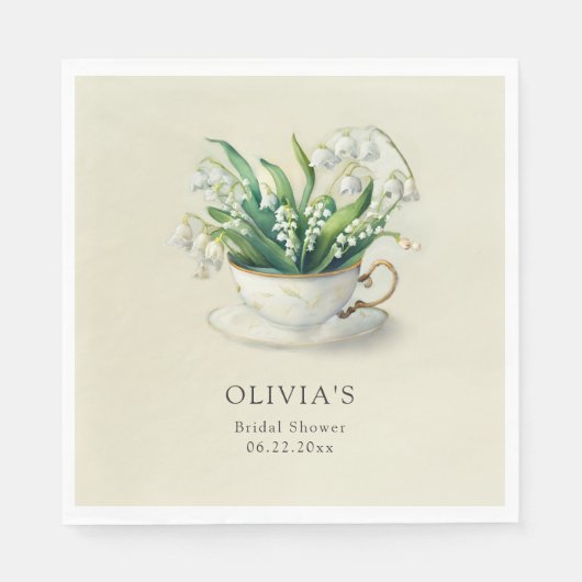 Serviette En Papier Tea Time Lily of Valley Elégante Fête des mariées (Devant)