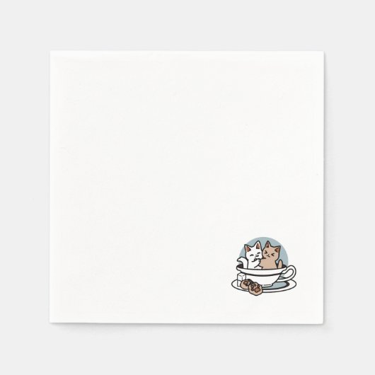 Serviette En Papier Tea Time Meow Time - Cute Cat and Tea Design (Devant)