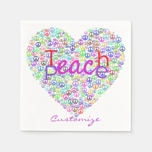 Serviette En Papier Teach Peace Heart Thunder_Cove