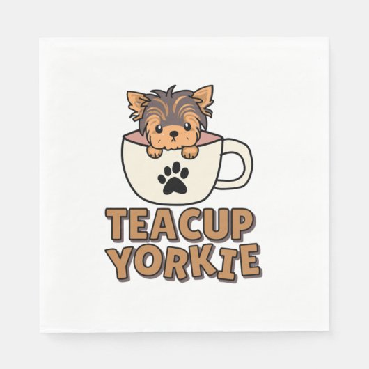 Serviette En Papier Teacup Yorkie chiot (Devant)