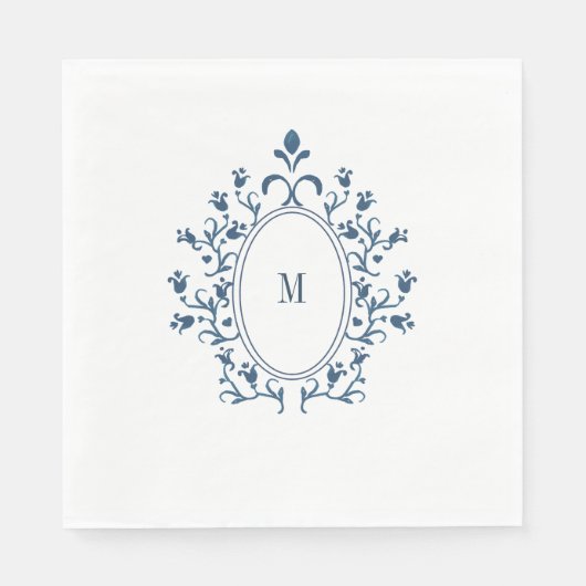 Serviette En Papier Teal Blue Monogram (Devant)