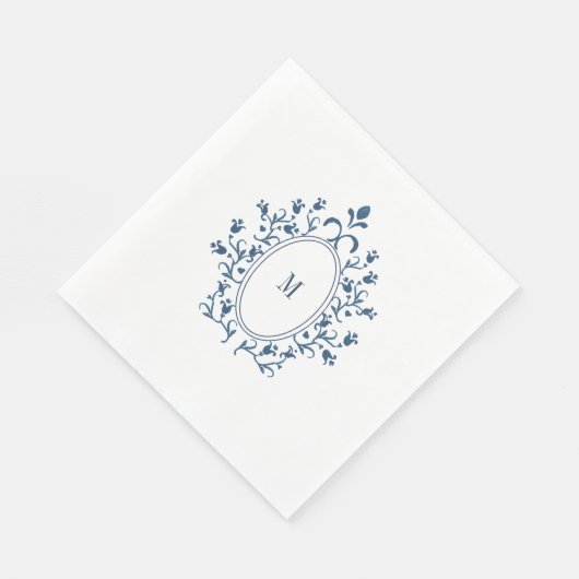 Serviette En Papier Teal Blue Monogram (Coin)