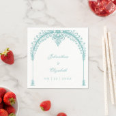 Serviette En Papier Teal French Flourish Arch (En situation)