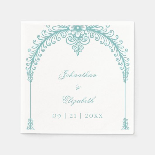 Serviette En Papier Teal French Flourish Arch (Devant)
