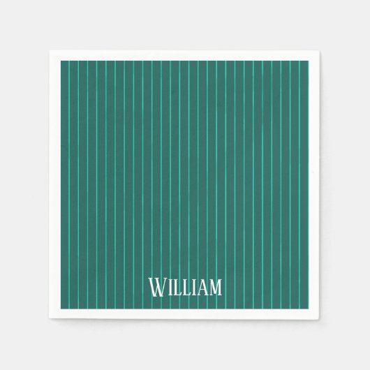 Serviette En Papier Teal pinstripes (Devant)