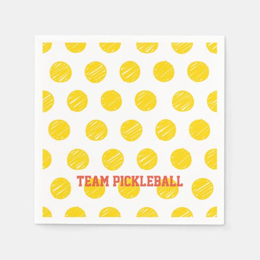Serviette En Papier Team Pickleball Orange Yellow Balls White Sports (Devant)