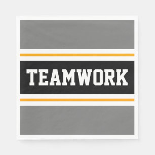 Serviette En Papier TEAMWORK Black White Yellow Grey Stripes de course