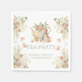 Serviette En Papier Teapot & tasses de thé Whimsical Fleurs sauvages A (Devant)