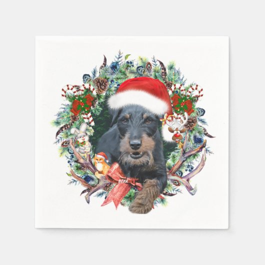 Serviette En Papier Teckels de chasse,Joyeux Noël (Devant)