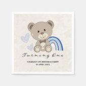 Serviette En Papier Teddy Bear 1er Anniversaire bleu (Devant)