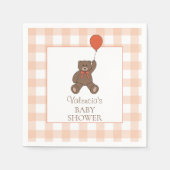 Serviette En Papier Teddy Bear and Balloon Orange White Baby Shower (Devant)