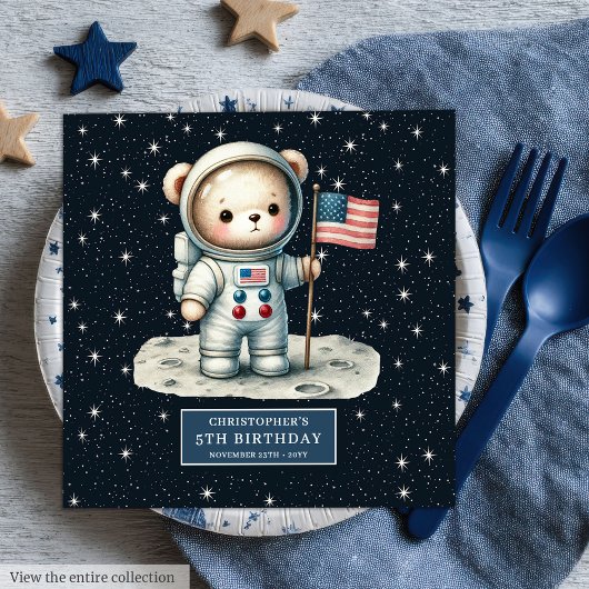Serviette En Papier Teddy Bear Astronaut Party Napkins Garçon Annivers
