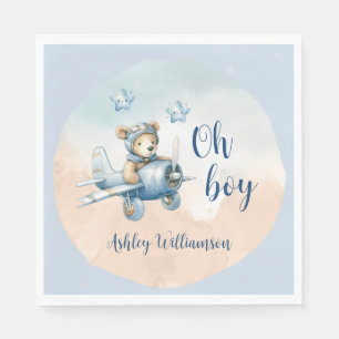 Serviette En Papier Teddy Bear Aviator Oh Boy Baby shower